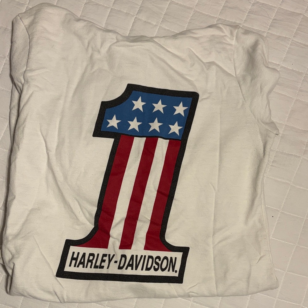 Harley-Davidson Patriotic White Zip up hoodie Womans size medium gently worn